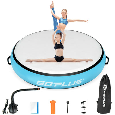 40 Inch Inflatable Round Gymnastic Mat Tumbling Floor Mat with Electric Pump - Relaxacare