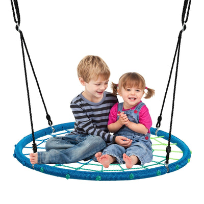 40'' Spider Web Tree Swing Kids Outdoor Play Set with Adjustable Ropes-Blue - Relaxacare