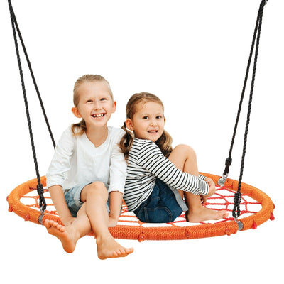 40'' Spider Web Tree Swing Kids Outdoor Play Set with Adjustable Ropes-Orange - Relaxacare