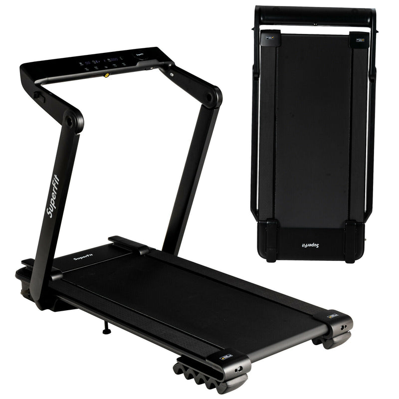 4.0HP Foldable Electric Treadmill Jogging Machine with Speaker LED-Black - Relaxacare