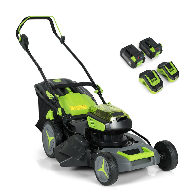 40V 18 Inch Brushless Cordless Push Lawn Mower 4.0Ah Batteries and 2 Chargers - Relaxacare