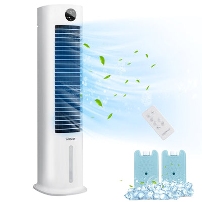 42 Inch 3-in-1 Portable Evaporative Air Cooler Tower Fan with 9H Timer Remote-White - Relaxacare