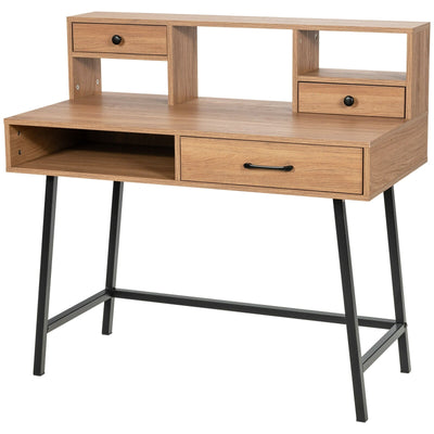 42-Inch Vanity Desk with Tabletop Shelf and 2 Drawers-Natural - Relaxacare