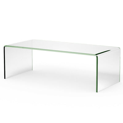 42 x 19.7 Inch Clear Tempered Glass Coffee Table with Rounded Edges - Relaxacare