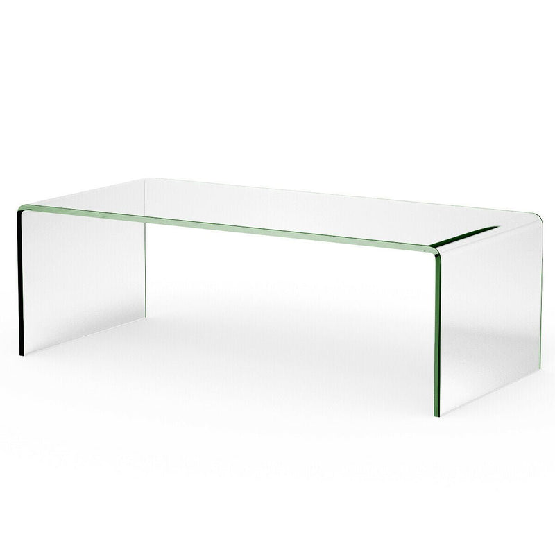 42 x 19.7 Inch Clear Tempered Glass Coffee Table with Rounded Edges - Relaxacare