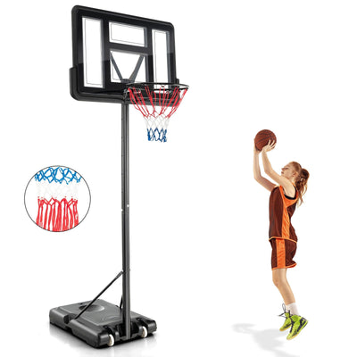 4.25-10 Feet Adjustable Basketball Hoop System with 44 Inch Backboard - Relaxacare
