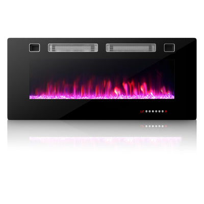 42/50/60/72 Inch Ultra-Thin Electric Fireplace with Decorative Crystals - Relaxacare