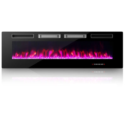 42/50/60/72 Inch Ultra-Thin Electric Fireplace with Decorative Crystals-60 inches - Relaxacare