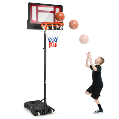 4.3-8.2 FT Portable Basketball Hoop with Adjustable Height and Wheels-Red - Relaxacare