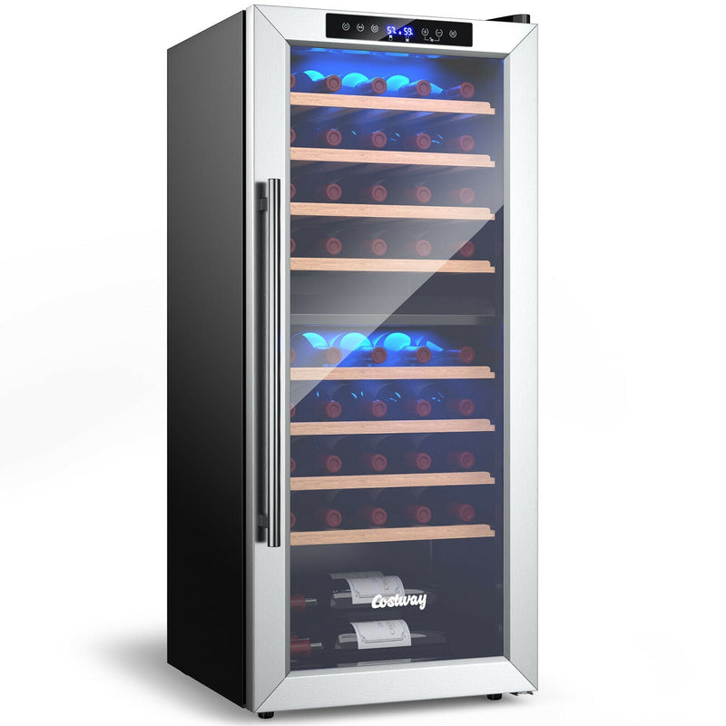 43 Bottle Wine Cooler Refrigerator Dual Zone Temperature Control with 8 Shelves - Relaxacare