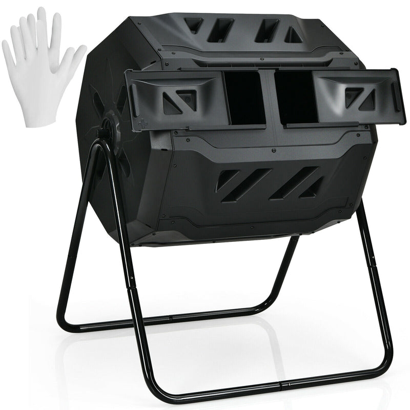 43 Gallon Composting Tumbler Compost Bin with Dual Rotating Chamber - Relaxacare