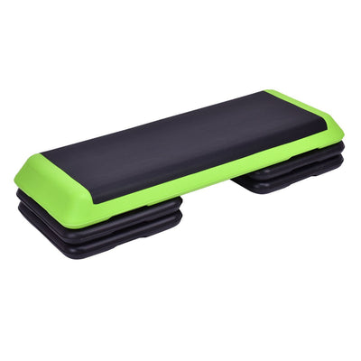 43 Inch Height Adjustable Fitness Aerobic Step with Risers-Green - Relaxacare