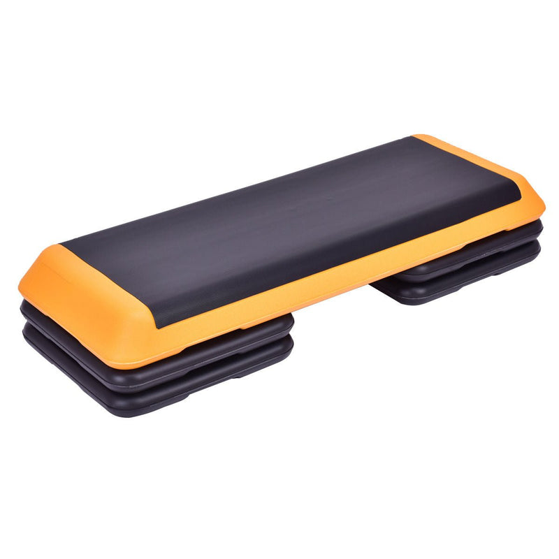 43 Inch Height Adjustable Fitness Aerobic Step with Risers-Orange - Relaxacare