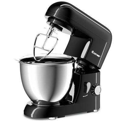 4.3 Qt 550 W Tilt-Head Stainless Steel Bowl Electric Food Stand Mixer-Black - Relaxacare