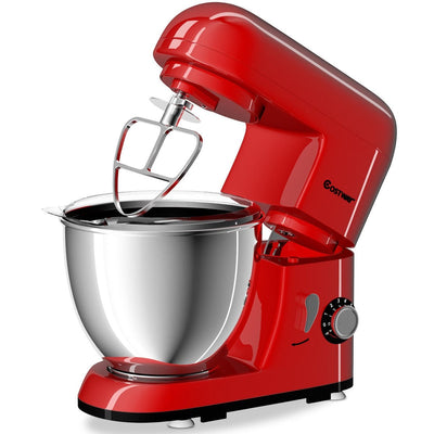 4.3 Qt 550 W Tilt-Head Stainless Steel Bowl Electric Food Stand Mixer-Red - Relaxacare