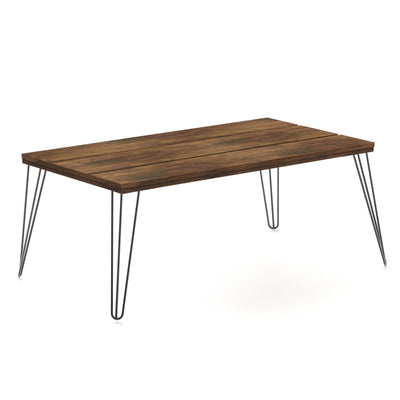 43.5 Inch Wooden Rectangular Coffee Table with Metal Legs - Relaxacare
