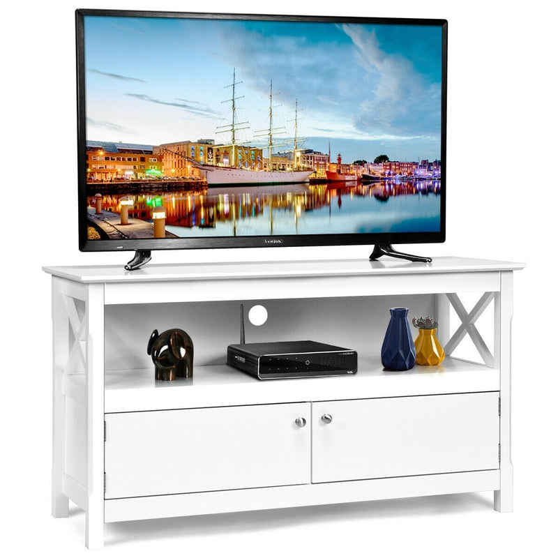 44 Inch Wooden Storage Cabinet TV Stand-White - Relaxacare