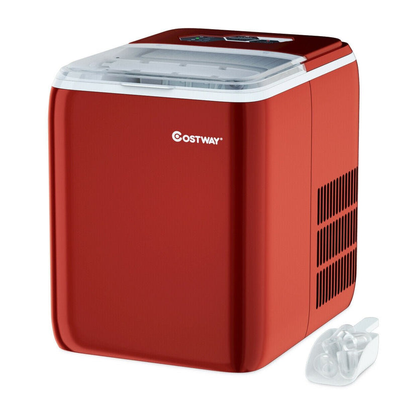 44 lbs Portable Countertop Ice Maker Machine with Scoop-Red - Relaxacare