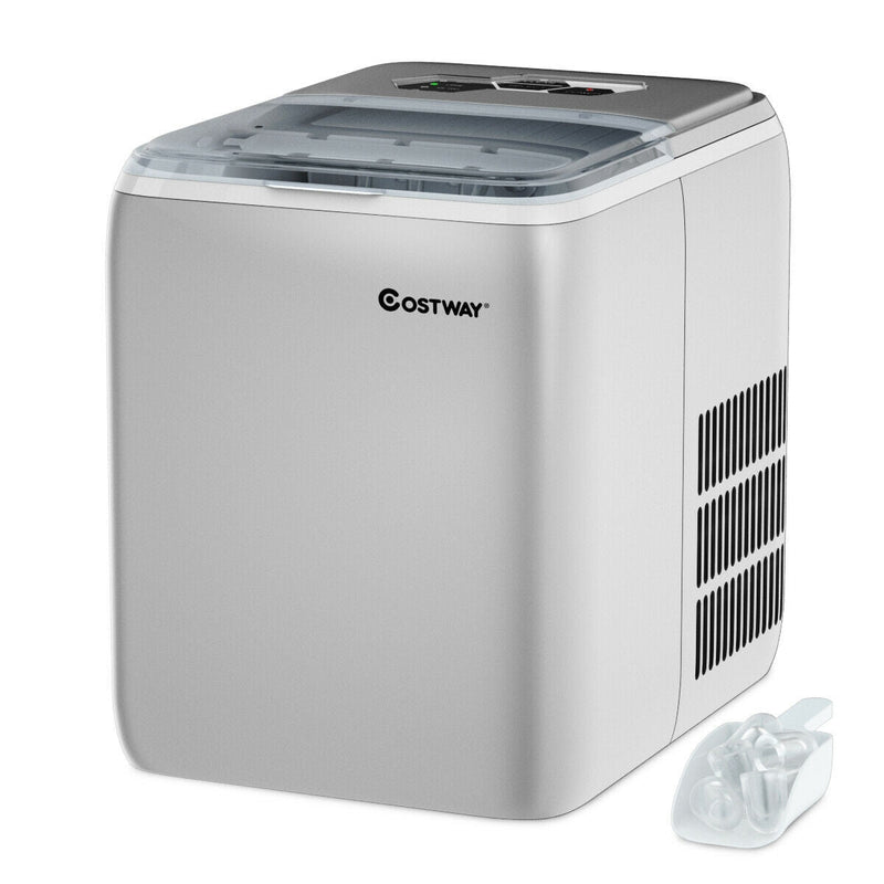 44 lbs Portable Countertop Ice Maker Machine with Scoop-Silver - Relaxacare