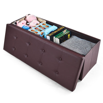 45 Inch Large Folding Ottoman Storage Seat - Brown - Relaxacare