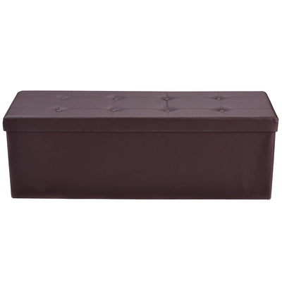 45 Inches Large Folding Ottoman Storage Seat - Brown - Relaxacare