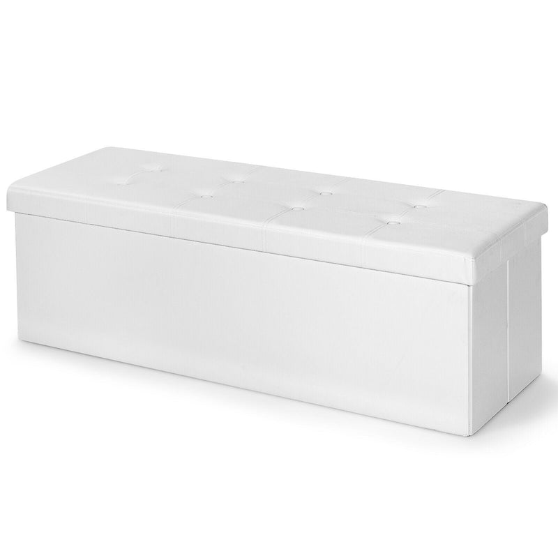 45 Inches Large Folding Ottoman Storage Seat-White - Relaxacare