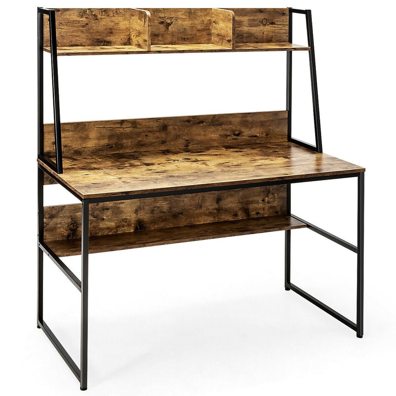47-Inch Computer Desk Writing Study Table Workstation-Rustic Brown - Relaxacare