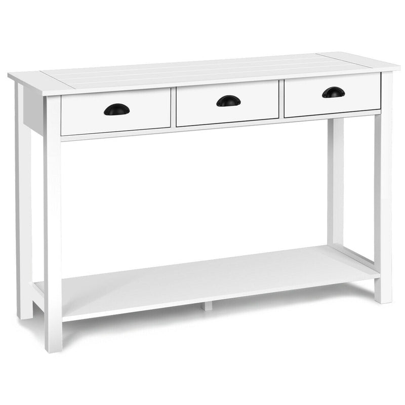 47 inch Entryway Hall Table Side Desk Accent Table with Drawers Shelf - Relaxacare