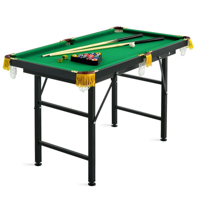 47 Inch Folding Billiard Table with Cues and Brush Chalk -Green - Relaxacare