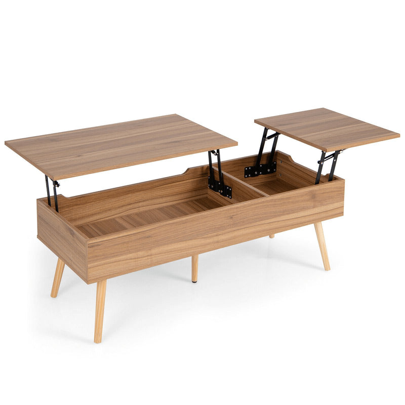 47 Inch Lift Top Coffee Table with 2 Hidden Compartments-Brown - Relaxacare