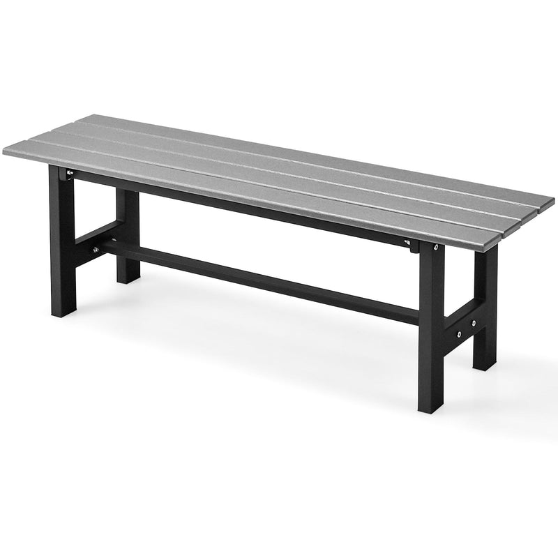 47" Outdoor Chair with Slatted Seat Plastic Coated Iron Frame-Gray - Relaxacare