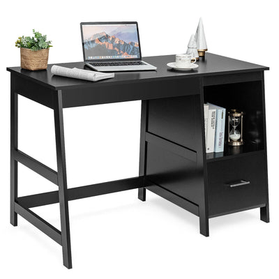 47.5 Inch Modern Home Computer Desk with 2 Storage Drawers-Black - Relaxacare