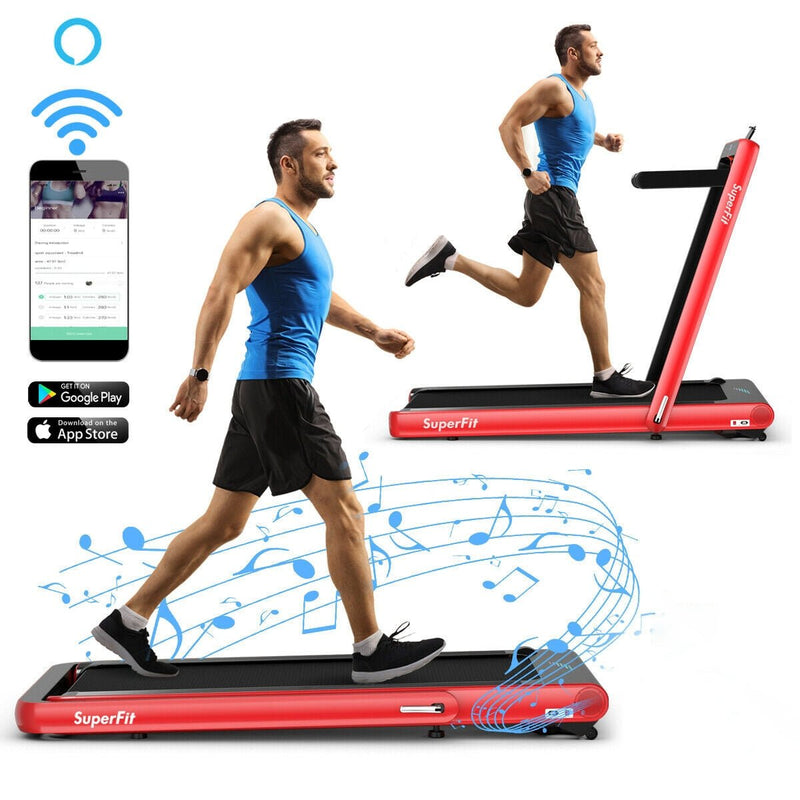 4.75HP 2 In 1 Folding Treadmill with Remote APP Control-Red - Relaxacare
