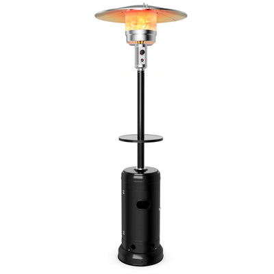 48 000 BTU Standing Outdoor Heater Propane LP Gas Steel with Table and Wheels - Relaxacare