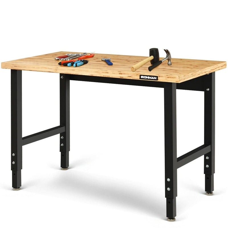 48 Inch Adjustable Height Bamboo Steel Frame Workbench - Relaxacare