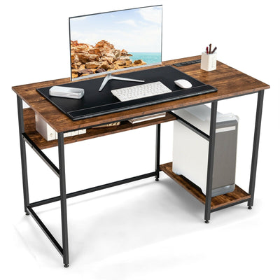 48 Inch Computer Desk with Power Outlet USB Ports-Rustic Brown - Relaxacare