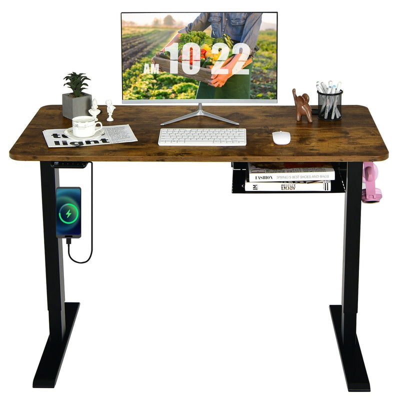 48-inch Electric Height Adjustable Standing Desk with Control Panel-Rustic Brown - Relaxacare