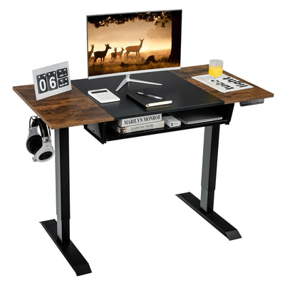 48 Inch Electric Sit to Stand Desk with Keyboard Tray-Black - Relaxacare