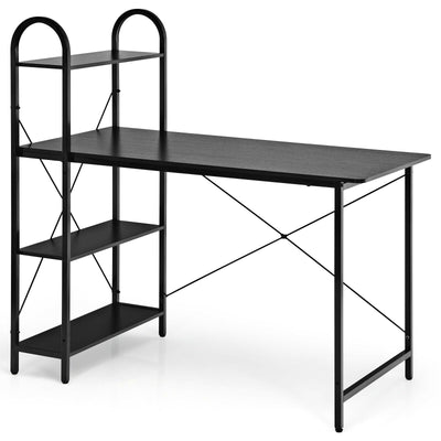 48-Inch Reversible Computer Desk with Storage Shelf-Black - Relaxacare
