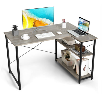 48 Inch Reversible L Shaped Computer Desk with Adjustable Shelf - Relaxacare