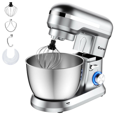 4.8 Qt 8-speed Electric Food Mixer with Dough Hook Beater-Silver - Relaxacare