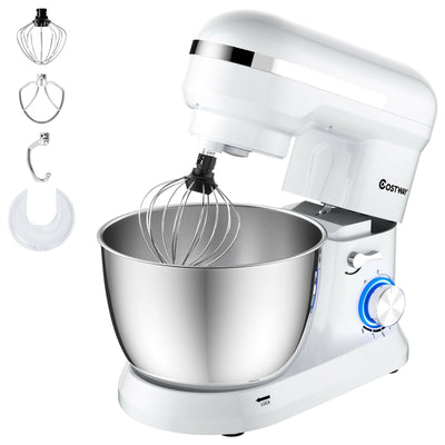 4.8 Qt 8-speed Electric Food Mixer with Dough Hook Beater-White - Relaxacare
