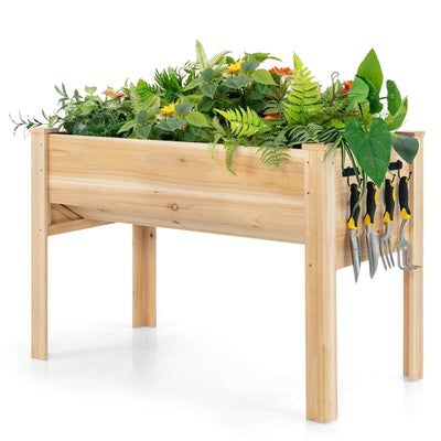 48 x 24 x 32 Inch Elevated Wood Planter Box with Legs - Relaxacare