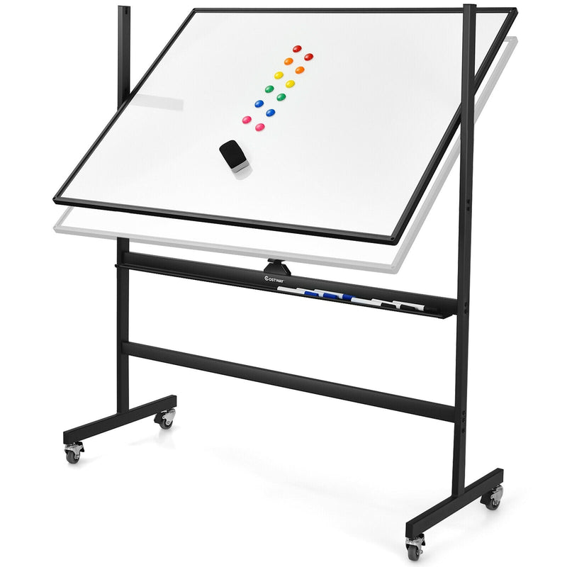 48 x 36 Inch Mobile Magnetic Double-Sided Reversible Whiteboard Height Adjust - Relaxacare