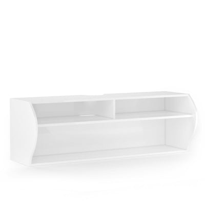 48.5 Inch 2 Tier Modern Wall Mounted Hanging Floating Shelf-White - Relaxacare
