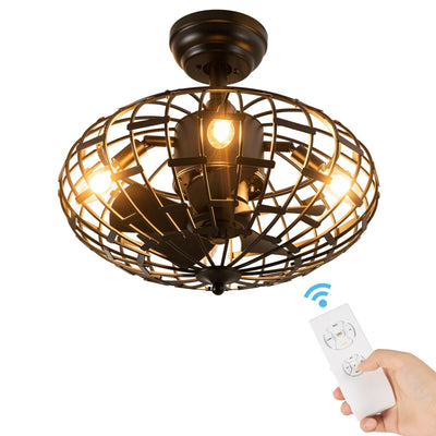 5 Blades Enclosed Ceiling Fan with Light and Remote Control - Relaxacare