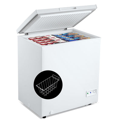 5 Cu Ft Chest Freezer with Removable Storage Basket-White - Relaxacare