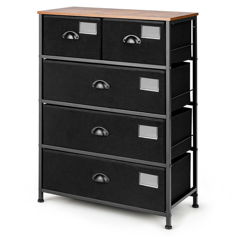 5-Drawer Storage Dresser with Labels and Removable Fabric Bins - Relaxacare