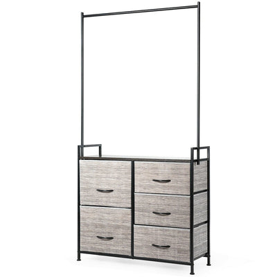 5 Fabric Drawers Dresser with Metal Frame and Wooden Top - Relaxacare
