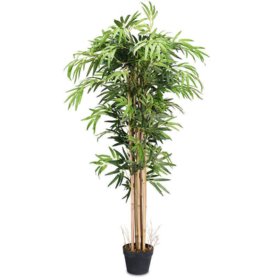 5-Feet Artificial Bamboo Silk Tree Indoor-Outdoor Decorative Planter - Relaxacare
